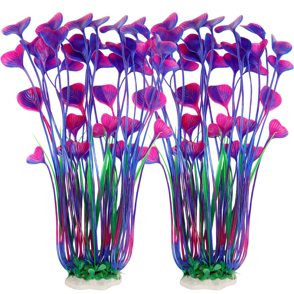 MyLifeUNIT aquarium plants two-pack tall purple with lifelike leaves for natural tank decor.