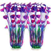 MyLifeUNIT aquarium plants two-pack tall purple with lifelike leaves for natural tank decor.