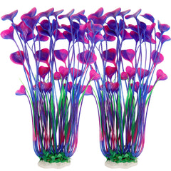 MyLifeUNIT aquarium plants two-pack tall purple with lifelike leaves for natural tank decor.