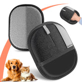 MyPera Pet Hair Removal Glove in action removes fur from fabric surfaces effortlessly.
