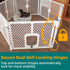 MyPet Petyard Passage foldable dog gate travels easily for trips.