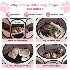 MZNZ Dog Playpen detachable top indoors outdoors for shade