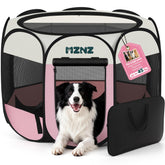 MZNZ dog playpen folded compact for easy transport.