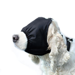 NACOCO dog calming cap eye mask in black nylon for stress-free grooming sessions