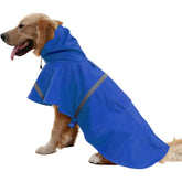 NACOCO dog raincoat XL blue back view highlights visibility and weather protection during outdoor adventures.