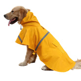 NACOCO dog raincoat back view with reflective strip for night visibility.