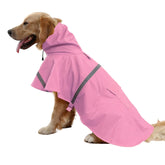 NACOCO large dog raincoat back view with reflective strip for night visibility.