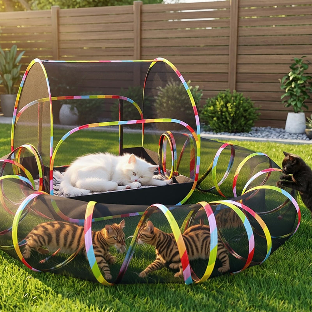 Naielfopet outdoor cat enclosure pop-up tent for quick setup.