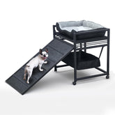 NAILDOKI movable structure pet stairs with seat for safe pet access and lounging.