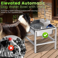 NAOEDEAH elevated stand dog water bowl keeps drinking height comfortable for big dogs.