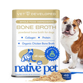 Native Pet bone broth powder packaging highlighting organic chicken broth for healthy hydration