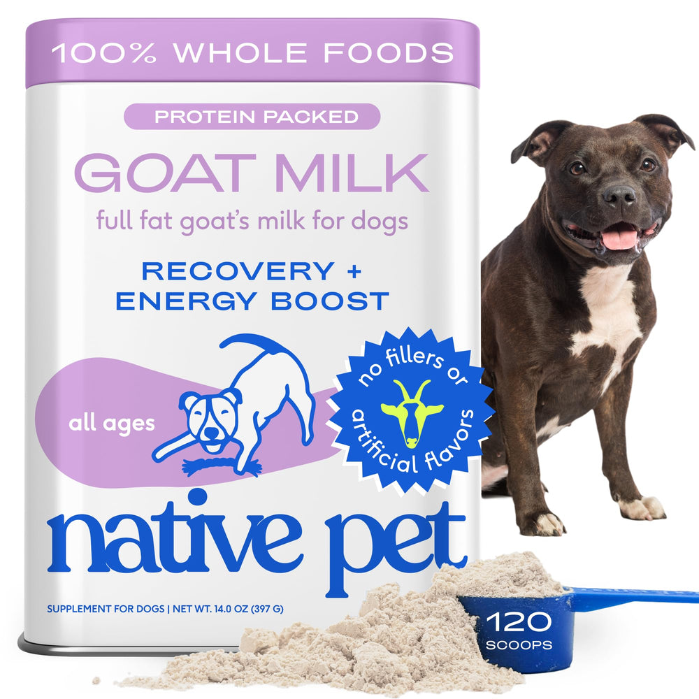 Native Pet Goat Milk Powder bottle pour over meals to add nutrition