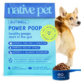 Native Pet GutWell Power Poop bottle pour showing easy daily dosing for dogs