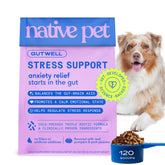 Native Pet GutWell Stress Support bottle promotes calming support for anxious dogs.