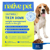 Native Pet GutWell Trim Down bottle being poured for easy dosing