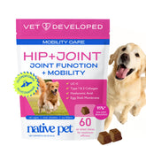Native Pet Mobility Care hip and joint chews support flexible movement.