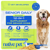 Native Pet Senior Dog Vitamins bottle front for mobility and vitality.