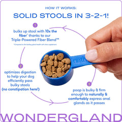 WonderGland meal topper sprinkled over dog food in bowl for easy feeding