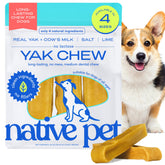 Native Pet Yak Cheese Himalayan Dog Chews pack highlighting long-lasting chew for medium dogs.