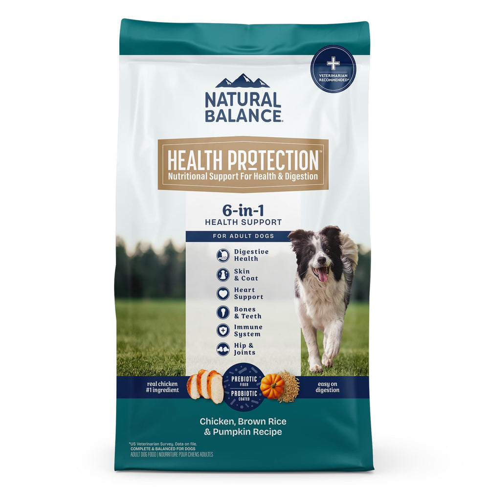 Natural Balance Health Protection with real chicken first ingredient for easy digestion and flavor appeal.
