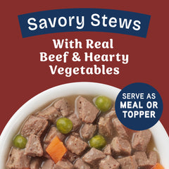 Natural Balance Health Protection stew texture with beef chunks and peas for aroma