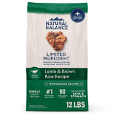 Natural Balance L.I.D. Lamb & Brown Rice dry dog food bag shown, 12 lb.