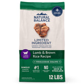 Natural Balance Limited Ingredient Large Breed bag shows simple ingredients for sensitive stomach support.