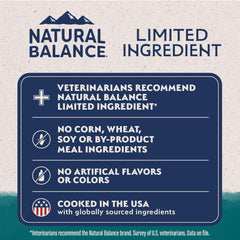 Natural Balance no-corn-wheat-soy image communicates allergen-free nutrition for many dogs.