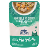 Natural Balance Platefulls chicken and pumpkin in gravy for adult cats.