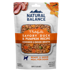 Natural Balance Platefulls duck and pumpkin in bone broth served for dogs