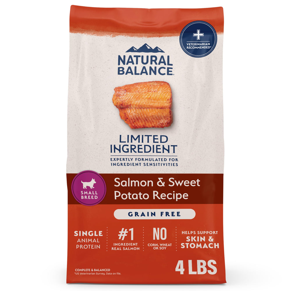 Natural Balance Salmon small-breed kibble in bag supports gentle digestion