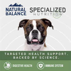 Natural Balance lamb pieces image emphasizes a protein-rich option for energy.