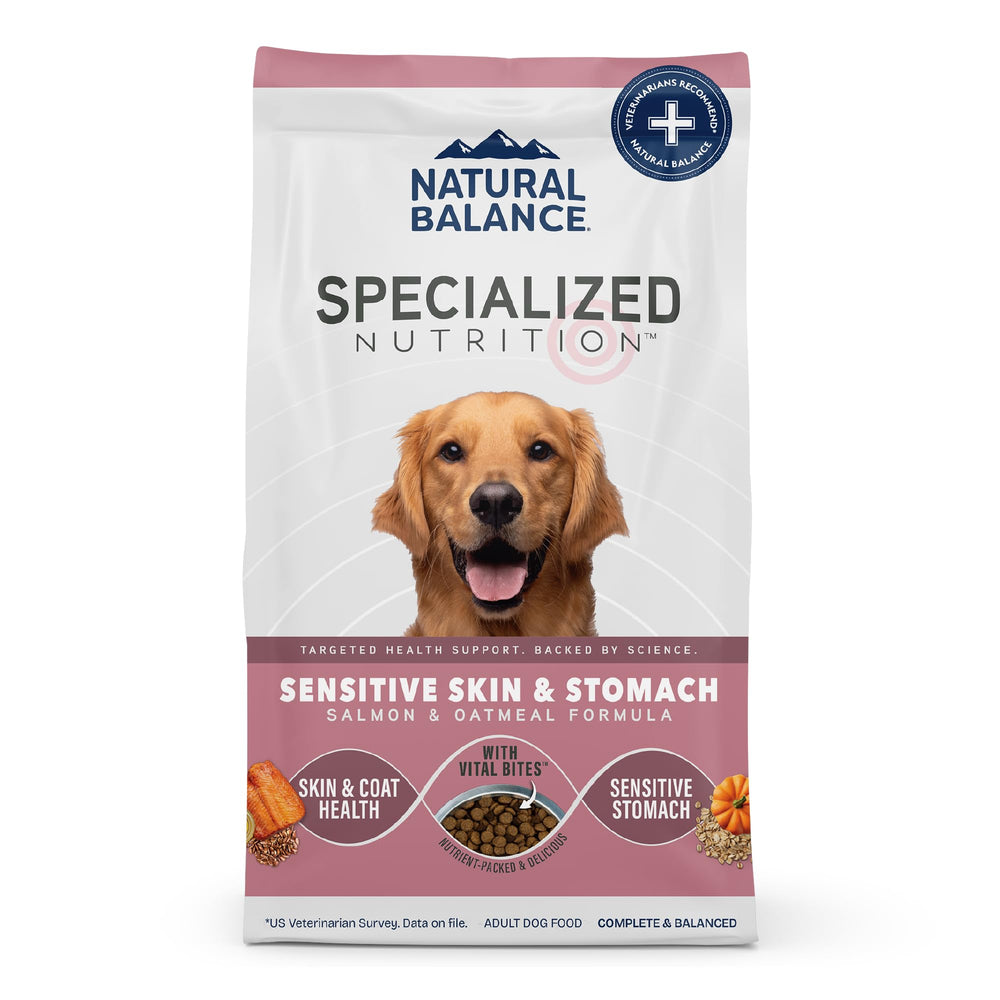 Natural Balance Specialized Nutrition salmon image showing omega-rich fats for coat health.