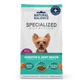 Natural Balance Specialized Small Breed Dry Dog Food bag demonstrates digestive and joint support