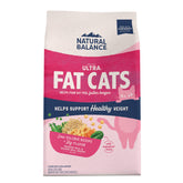 Natural Balance Ultra Fat Cats bag front showing chicken and salmon meals for weight-conscious cats.