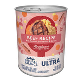 Natural Balance Ultra Premium Beef Wet Dog Food in a bowl supports lean muscles and balanced nutrition
