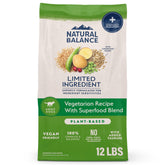 Natural Balance vegetarian dog food bag showing plant-based formula for gentle digestion
