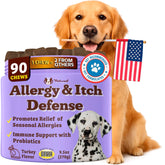 Natural Dog Company Allergy & Itch Defense Chews bottle pour for easy daily dosing