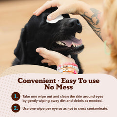 Natural Dog Company eye wipes with Aloe Vera soothe sensitive eyes during cleaning