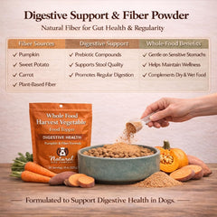 Natural Dog Company granules being rehydrated over wet food to boost moisture and appeal.