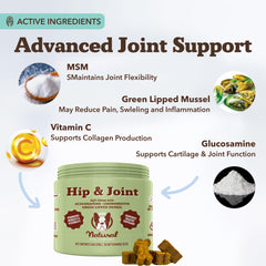 Natural Dog Company hip-joint chew pack-front features trusted chicken flavor for active dogs.