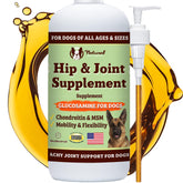 Natural Dog Company Liquid Glucosamine bottle pour for easy dosing and joint support