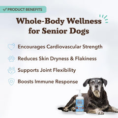 Natural Dog Company omega-3 pump dispense demonstrates easy daily dosing for convenient meal addition.