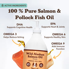 Natural Dog Company salmon oil close-up shows shiny coat and skin support
