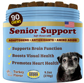 Natural Dog Company Senior Dog Vitamins Chew bottle for daily cognitive and heart support.