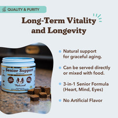 Natural Dog Company Senior Dog Vitamins Chew omega-3—promotes healthy joints and coat.