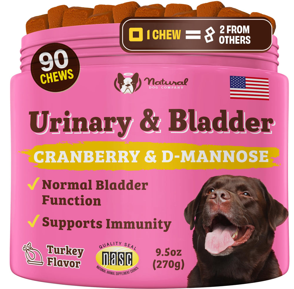 Natural Dog Company urinary bladder soft chews bag front for daily urinary support.
