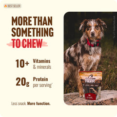 Natural Farm Beef Skin Chews with Peanut Butter coating provide a safer rawhide alternative.