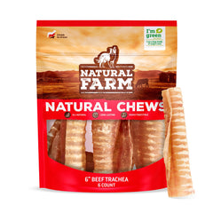 Natural Farm beef trachea 6-inch pack—crunchy treat for dogs during training
