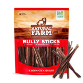 Natural Farm Bully Sticks 6-inch pack photo, a grain-free, high-protein chew.